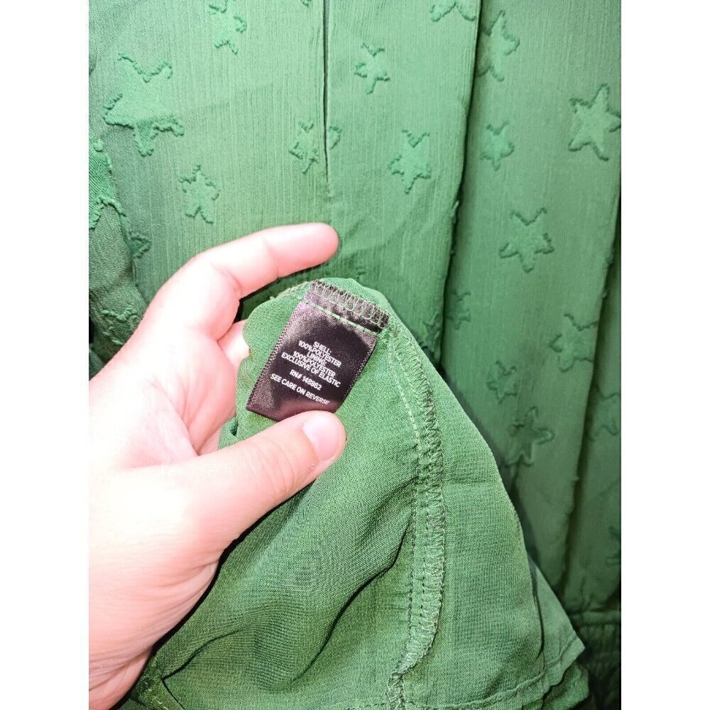 Torrid Crinkle Chiffon With Star Smocked Waist Puff Sleeve Top Size 3X Green - Picture 6 of 6